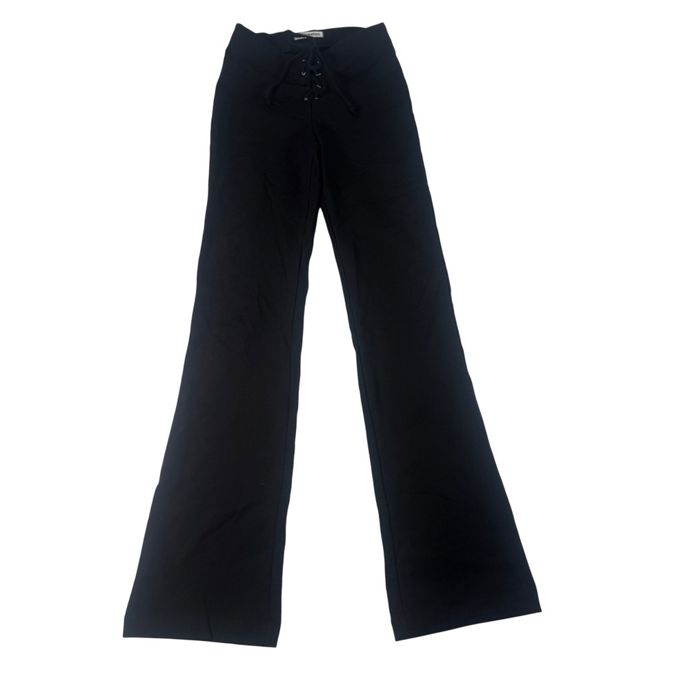 Reformation Lace Up Flare Pants Womens S Black Modal Stretch Grunge Edgy Chic